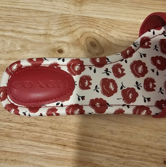 NWT Coach Red and White Slide Floral Print Sandals Size--7.5 - Picture 7 of 9